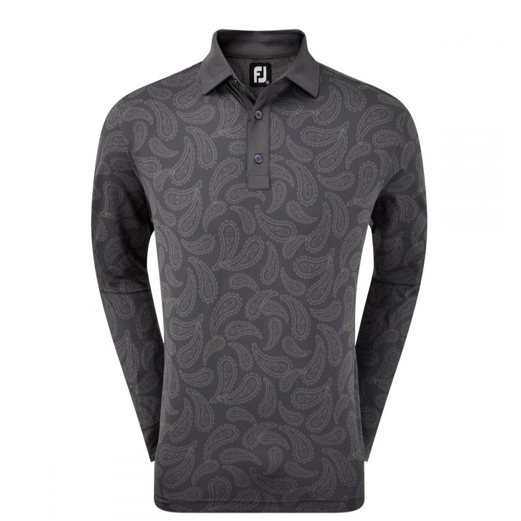 FootJoy Tonal Paisley Print L/S Golf Polo Shirt 92945 3 FootJoy Tonal Paisley Print L/S Golf Polo Shirt 92945