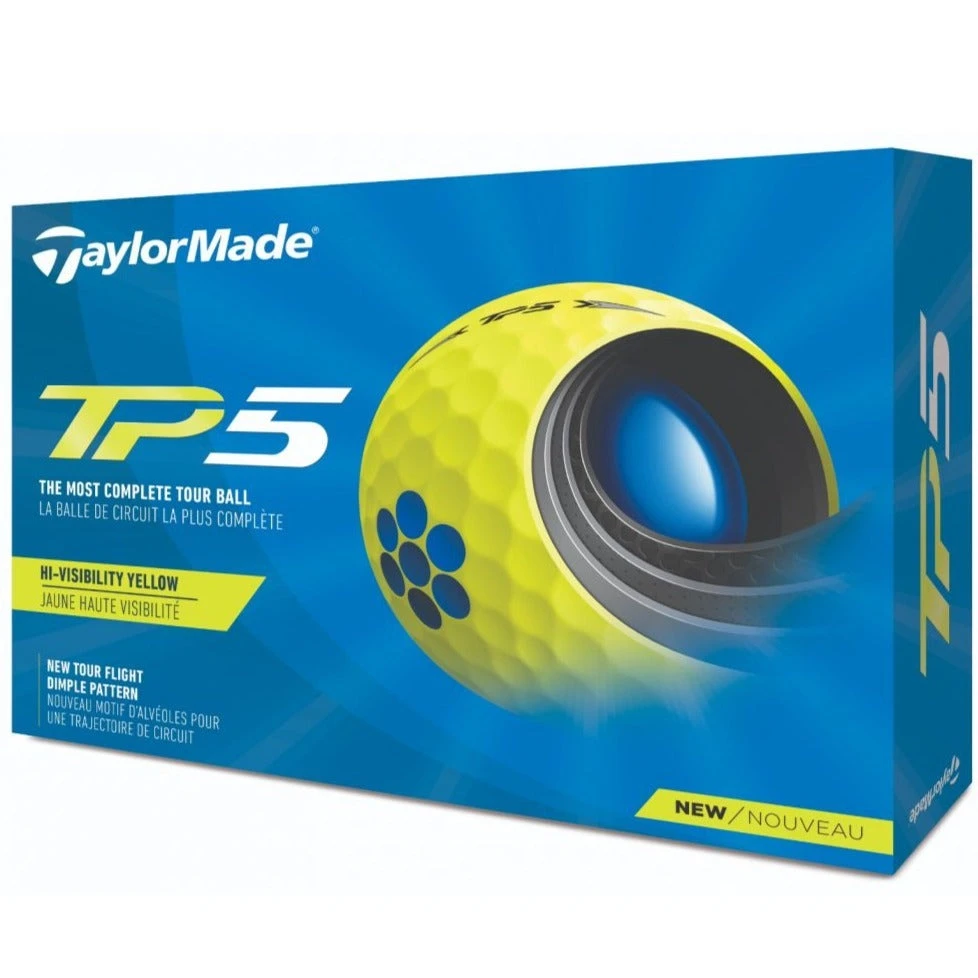 TaylorMade TP5 Golf Balls | Yellow 3 TaylorMade TP5 Golf Balls | Yellow